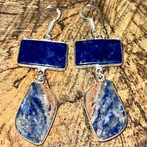 Navy Sodalite Earrings 2 1/2”